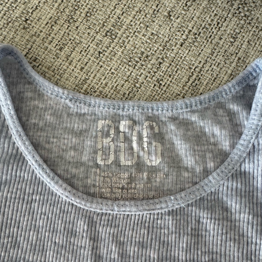 Sheer Ribbed Light Blue Tank Top - Picture 2 of 2